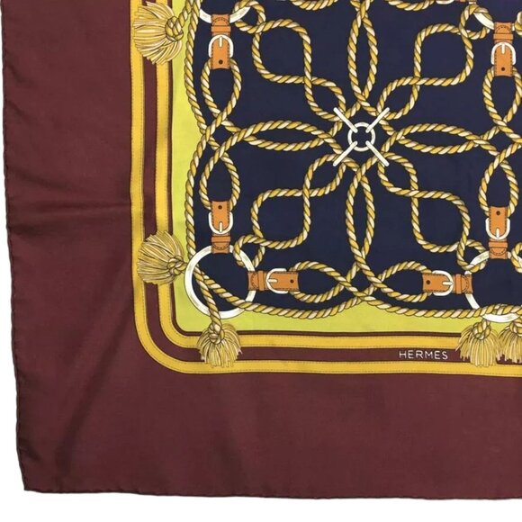 740189AB Hermes Scarf Rope Carre Multicolor Silk - Picture 2 of 9